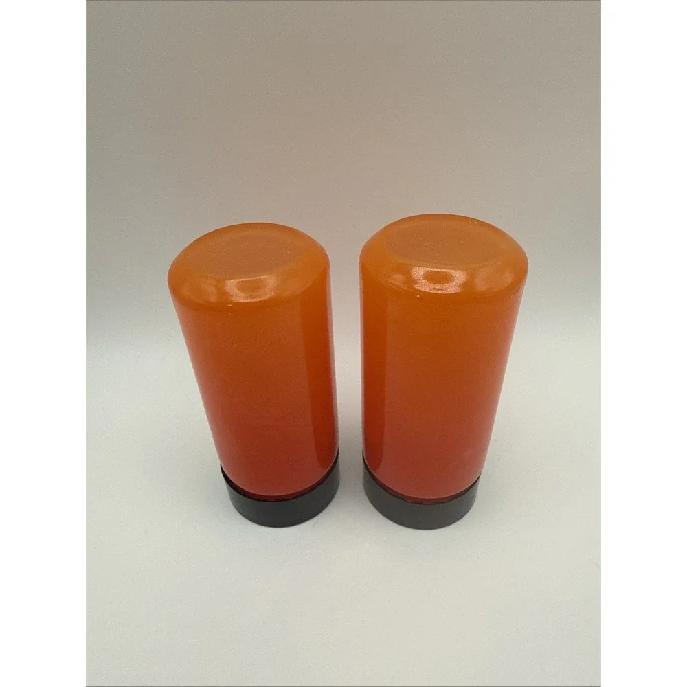 VTG MCM 1960s Anchor Hocking burnt orange ombre salt &pepper shakers condiments
